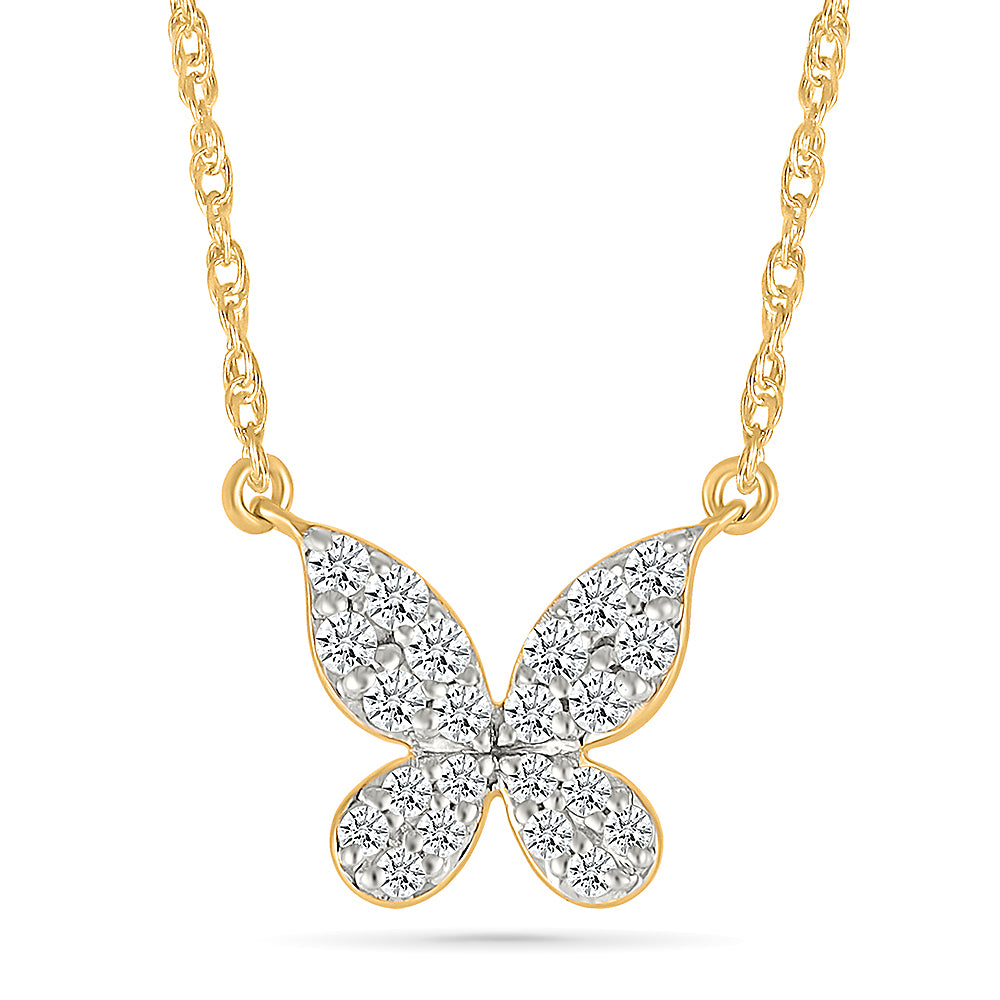 Gold & Diamond Studded Fluttering Necklace