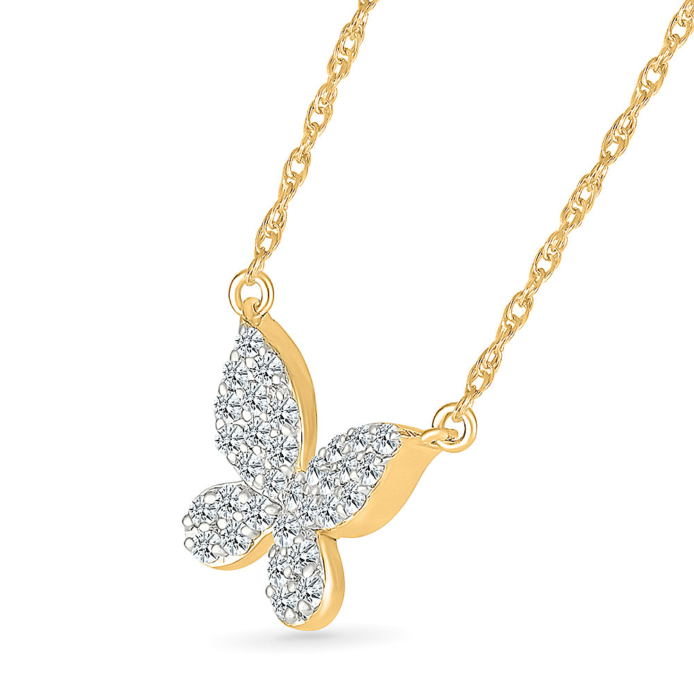 Gold & Diamond Studded Fluttering Necklace