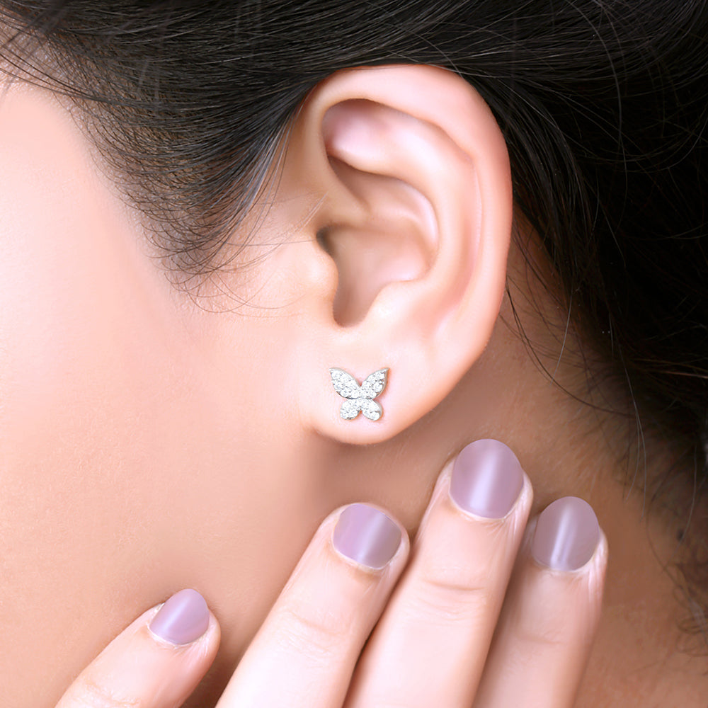 Winsome Butterfly Diamond Stud Earrings