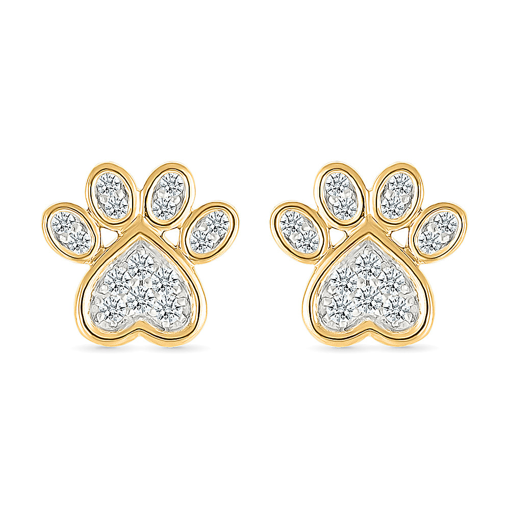 Diamond Accent Paw Stud Earrings