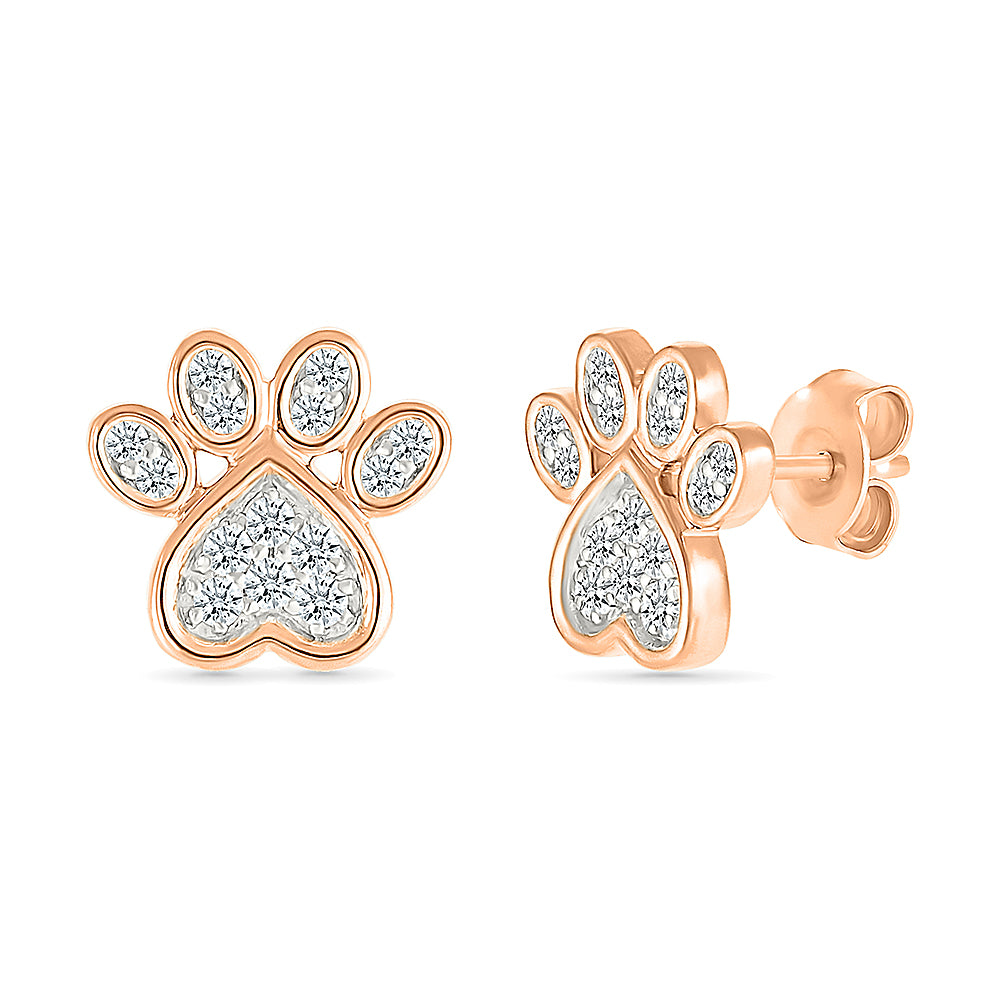 Diamond Accent Paw Print Earrings