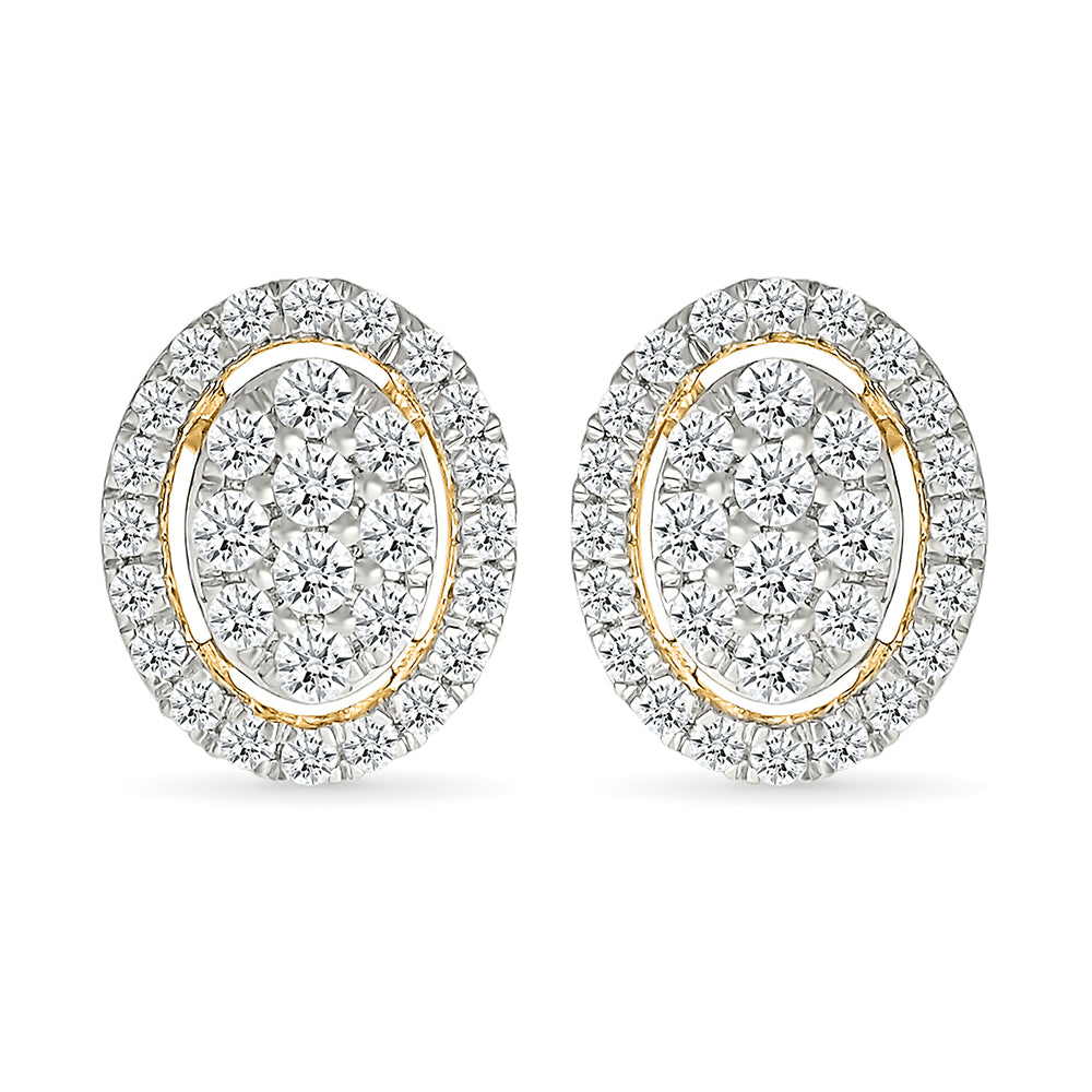 Enclosed Oval Diamond Studs Earrings