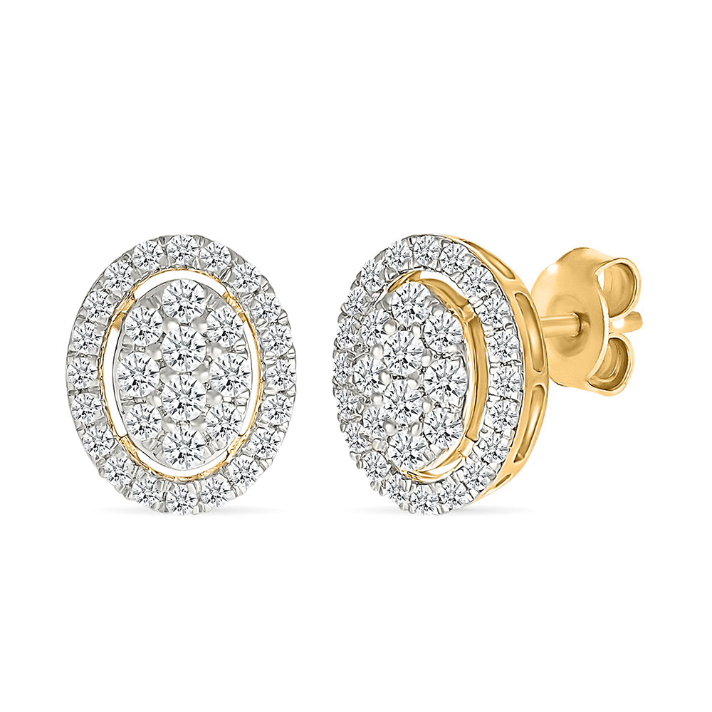 Enclosed Oval Diamond Studs Earrings