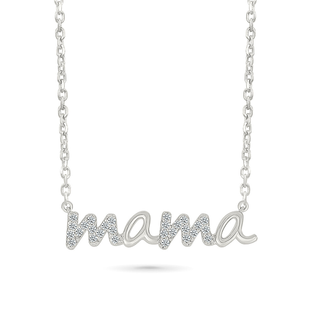 Mama Diamond Script Necklace