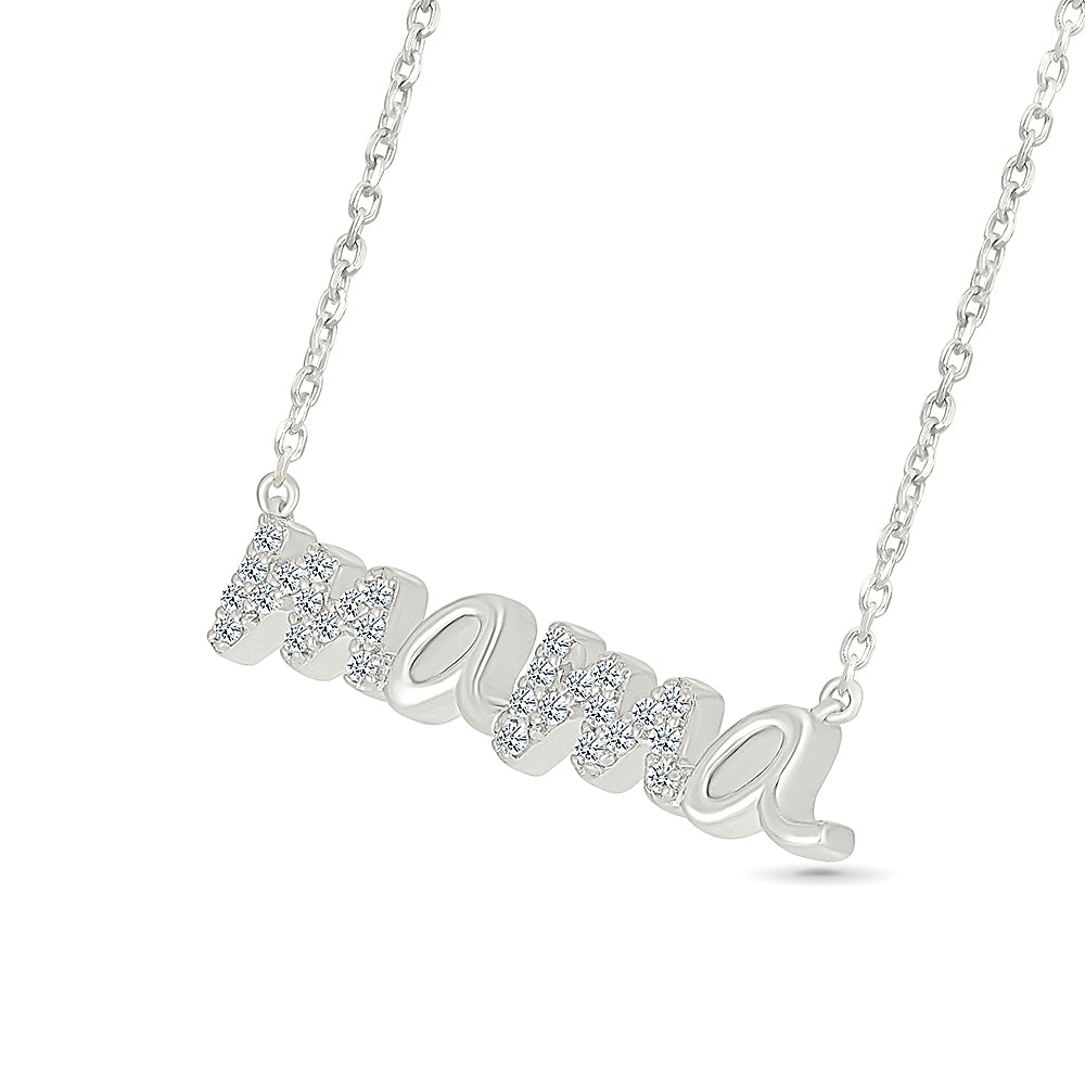 Mama Diamond Script Necklace