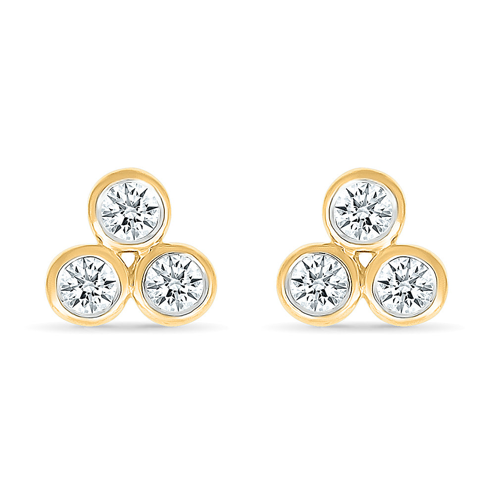 Tres Lab Grown  Gold & Diamond Earrings