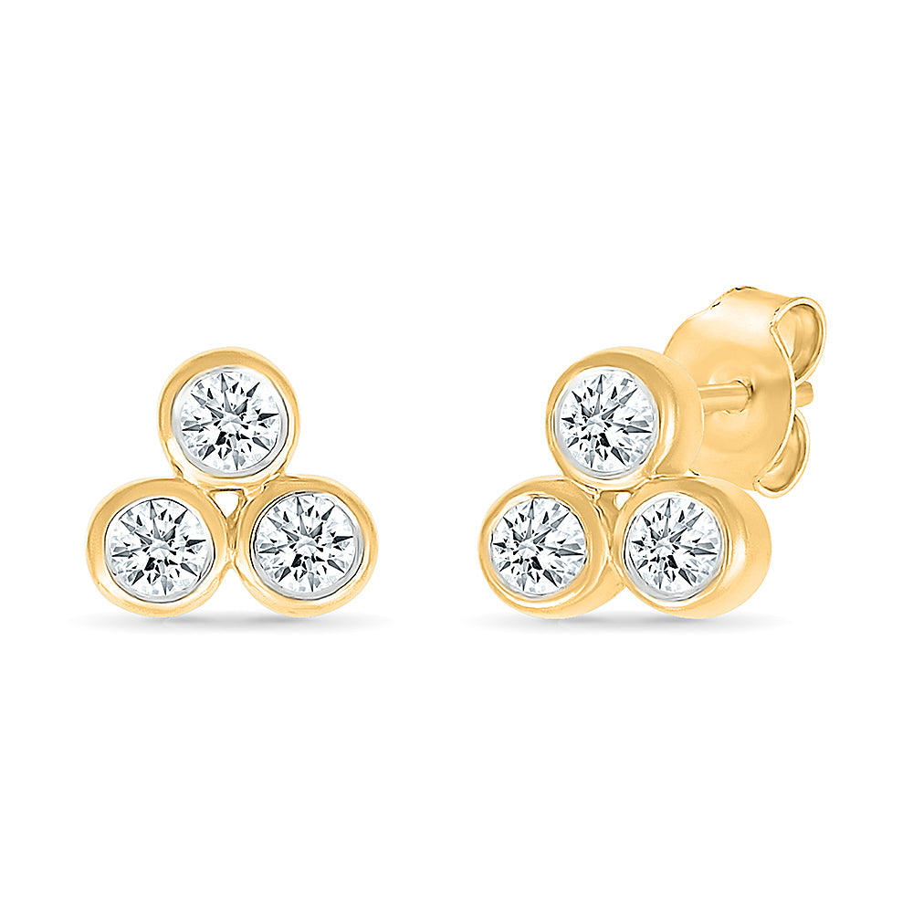 Tres Lab Grown  Gold & Diamond Earrings