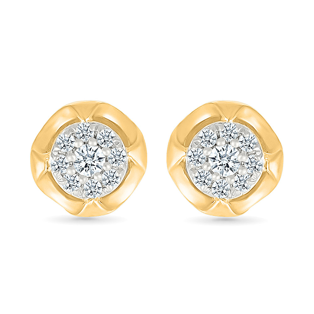 Floret Halo  Gold & Diamond Earrings