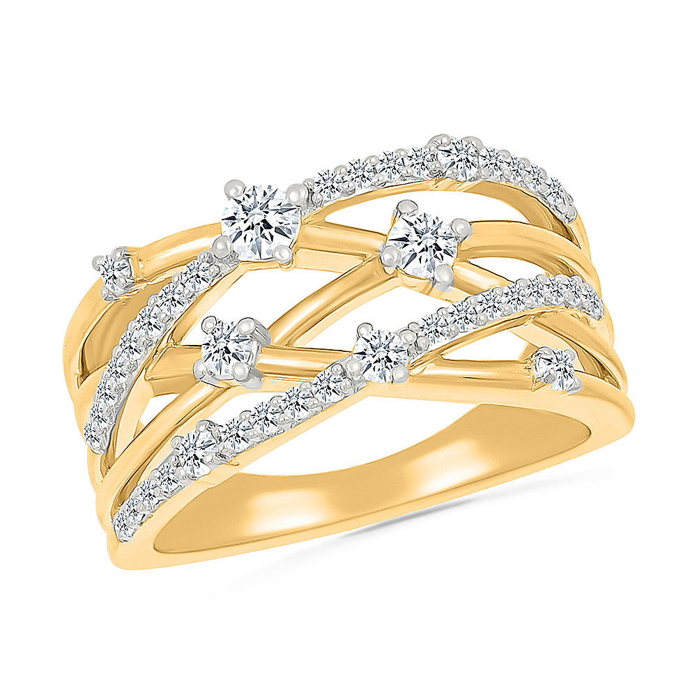 Gold Weave shining Diamond Ring