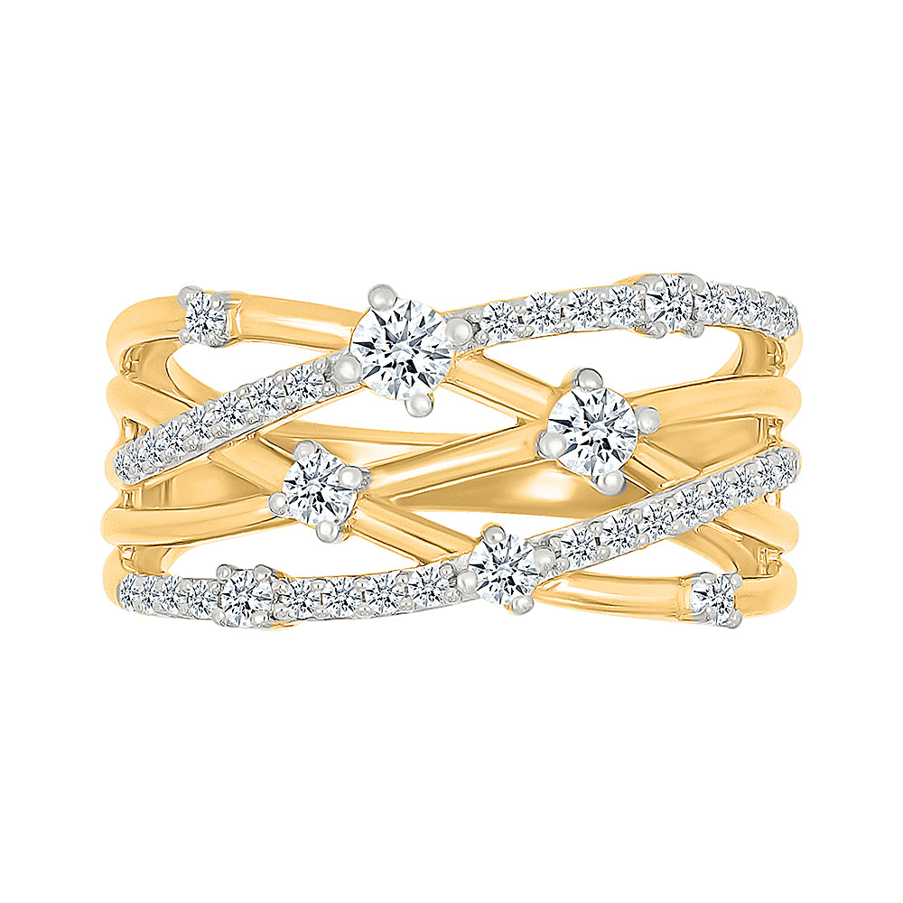 Gold Weave shining Diamond Ring