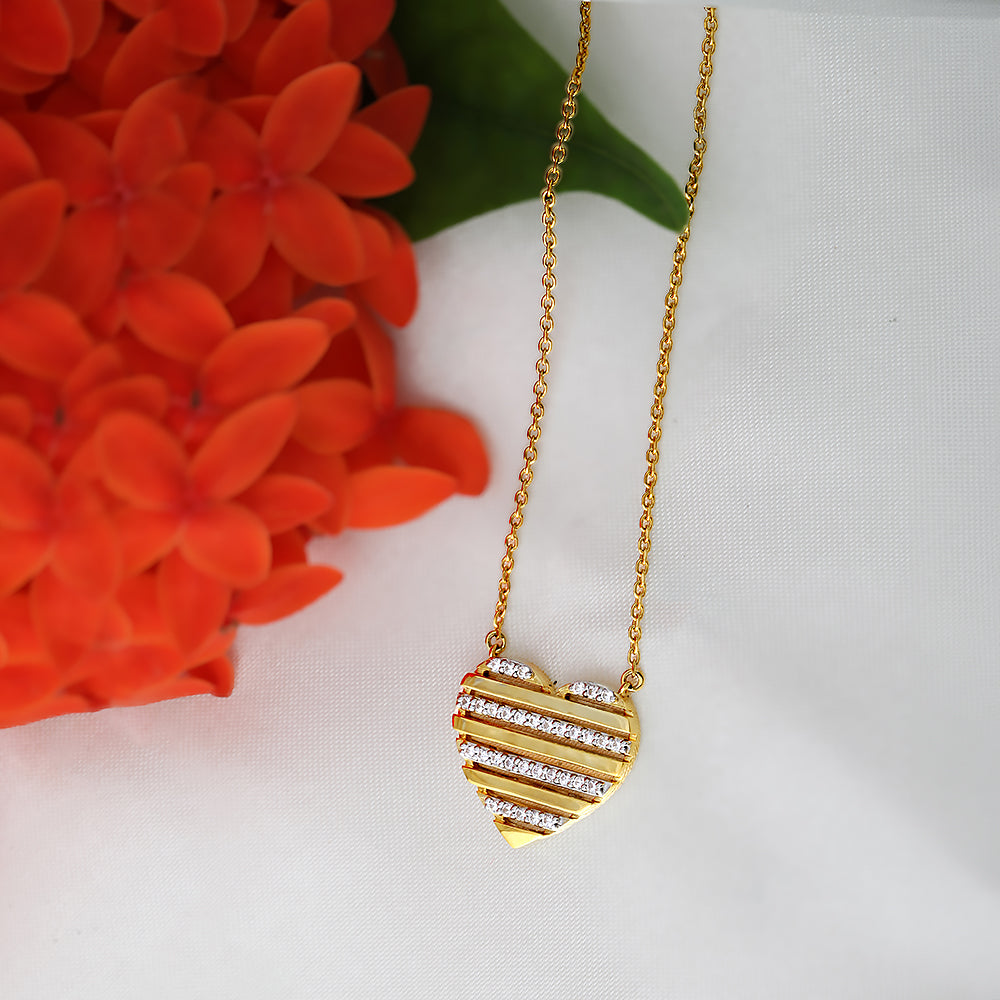 Diamond Strip Heart Necklace