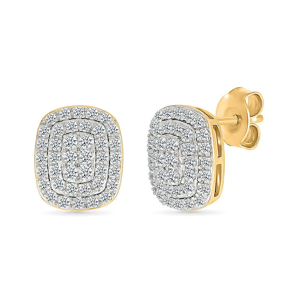 Square Labgrown  Gold & Diamond Earrings