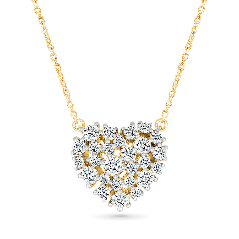 Solid Heart Gold & Diamond Necklace