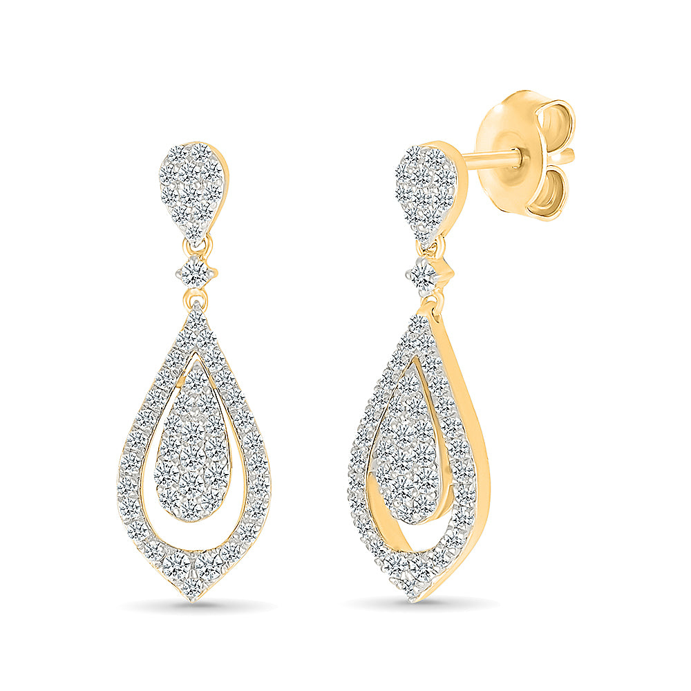 Diamond Halo with Teardrop Earrings