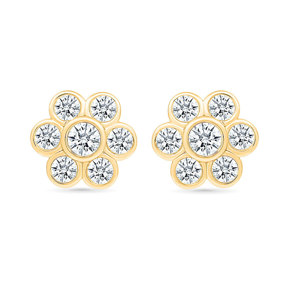 Floral Gold &  Diamond Earrings