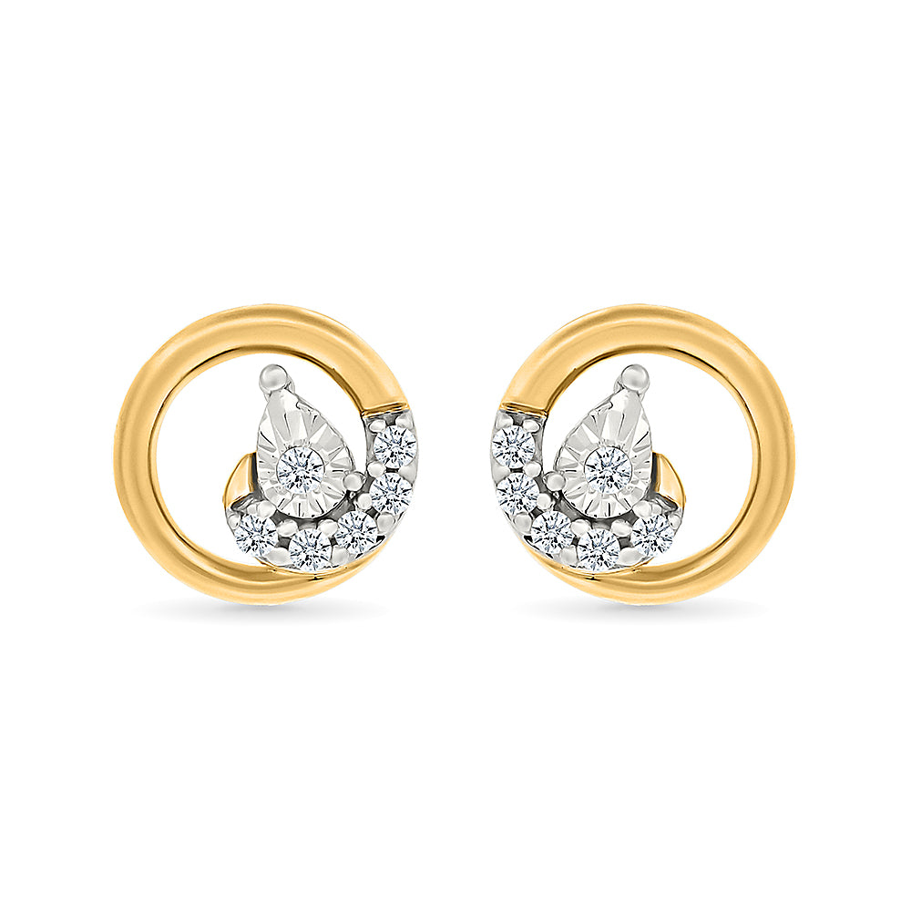 Circle Diamond Stud Earrings