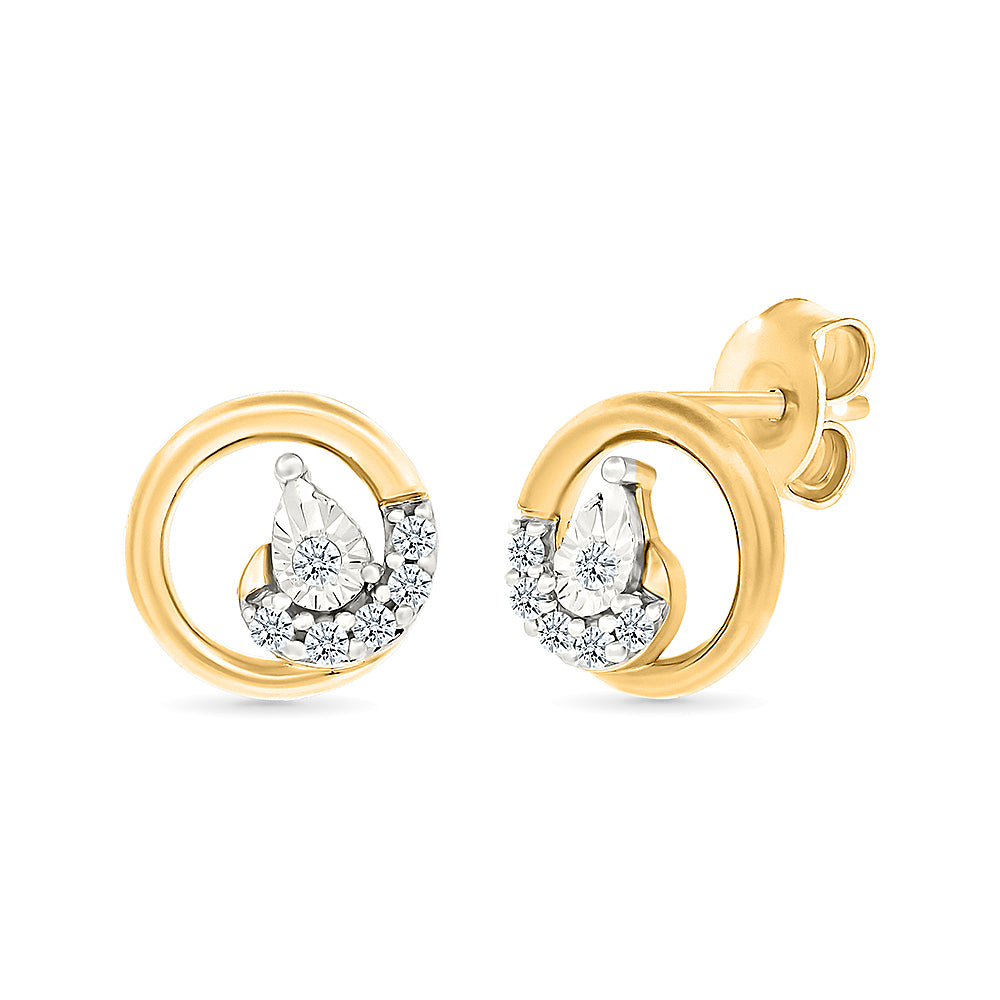 Circle Diamond Stud Earrings