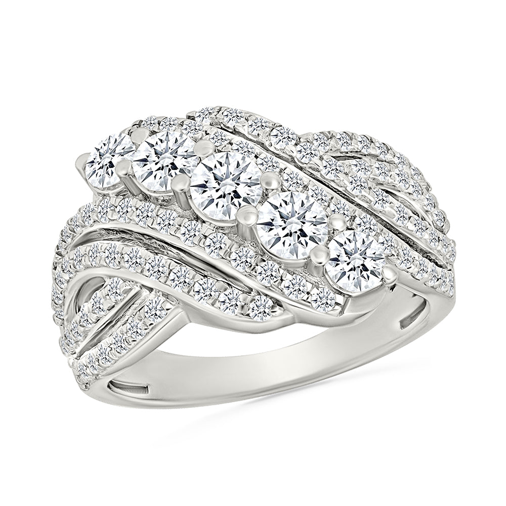 Leaf Crossover Diamond Ring