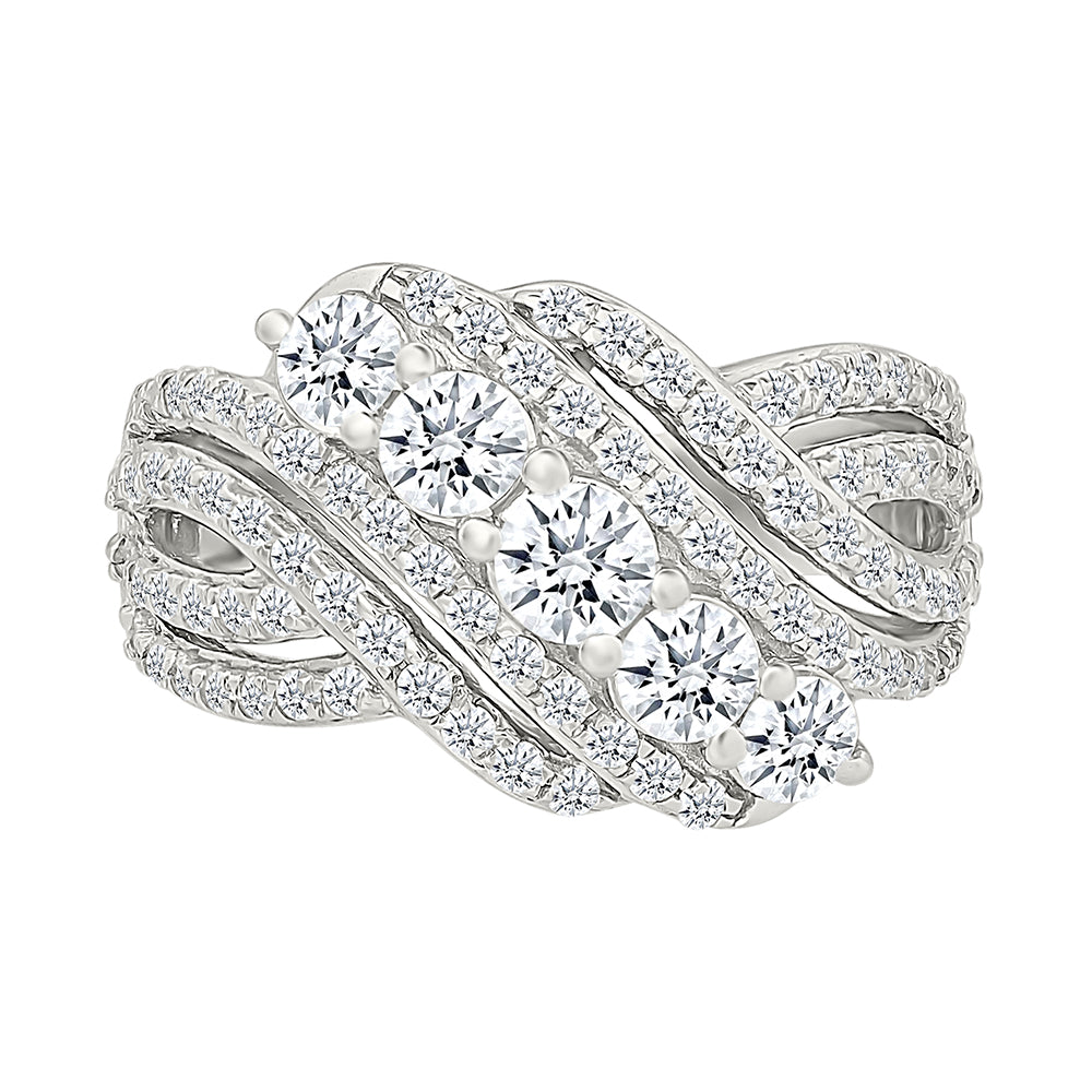 Leaf Crossover Diamond Ring