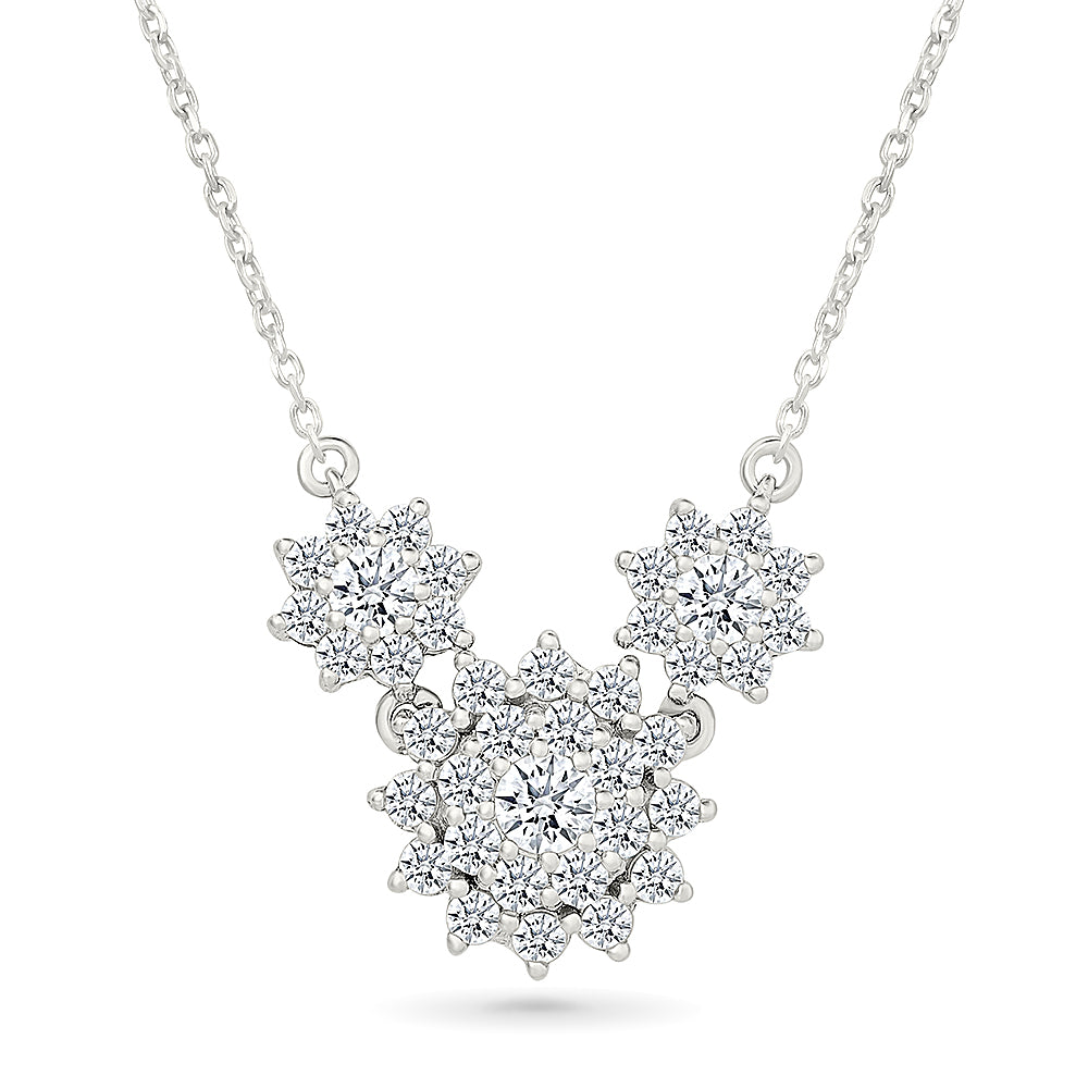 Three Floral Diamond Necklace