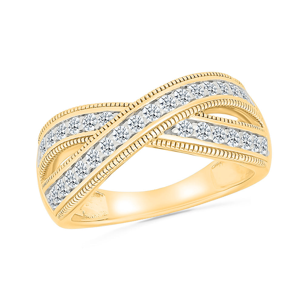 Crossed Treasure Diamond Ring