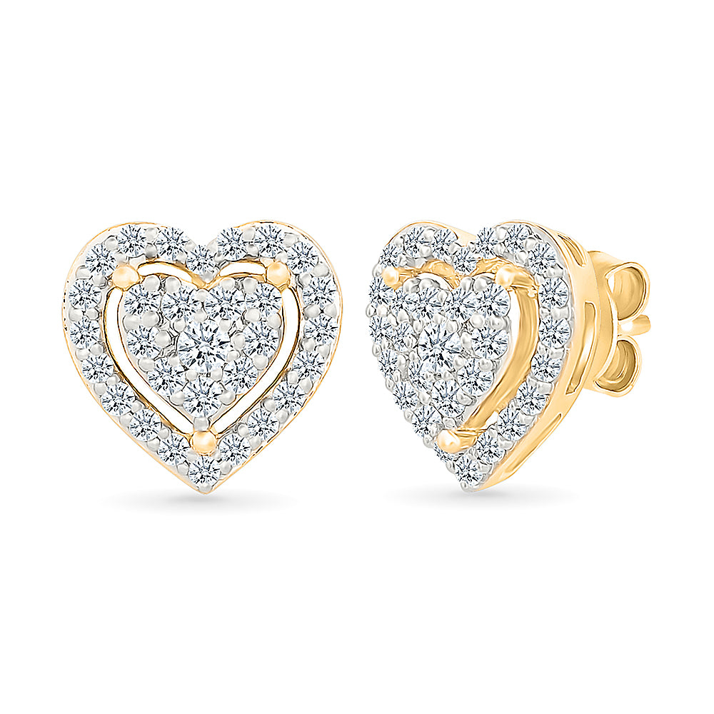 Heart Gold & Dimond Earrings