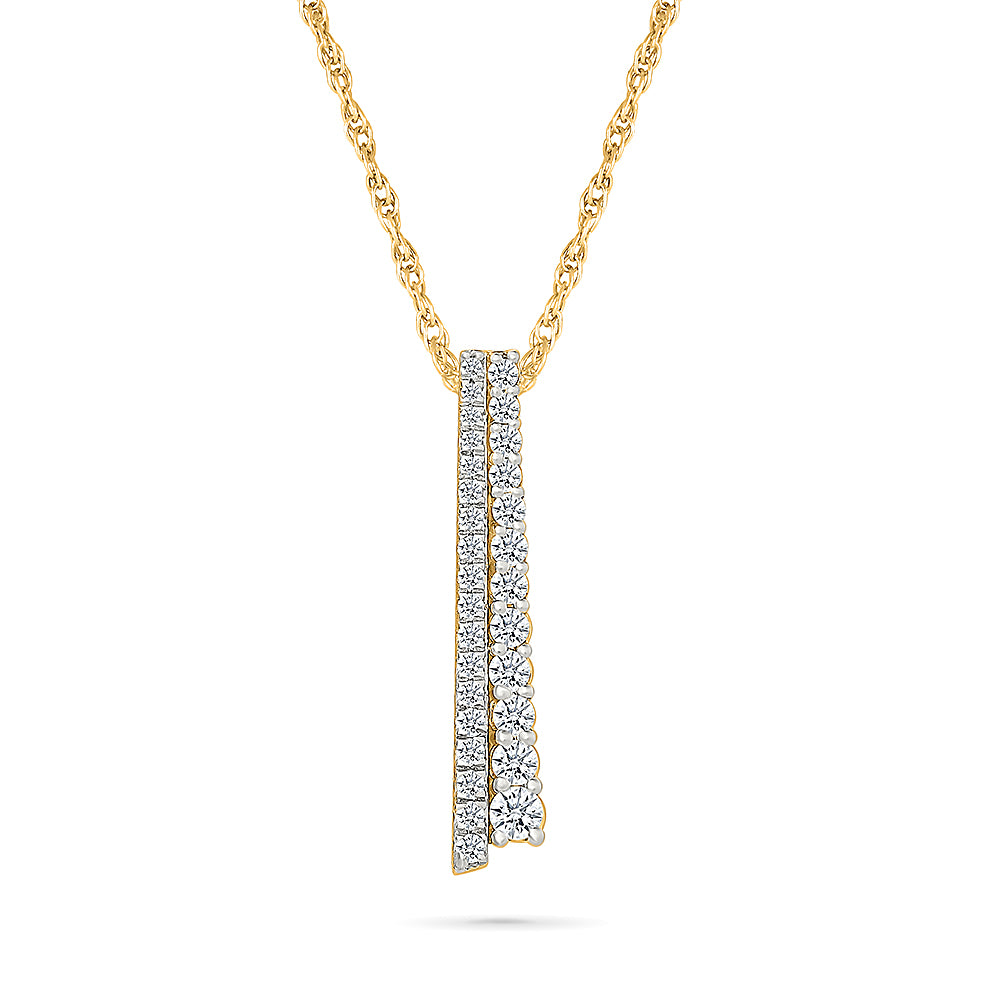 Double line Diamond & Gold Pendant