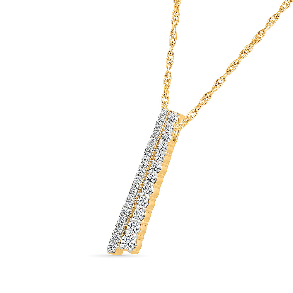 Double line Diamond & Gold Pendant