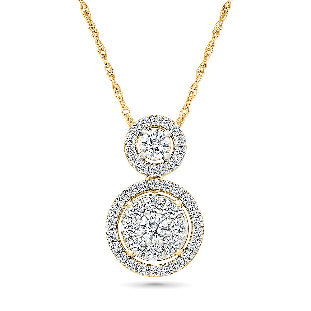 Vintage Double Circle Of Diamond Pendant