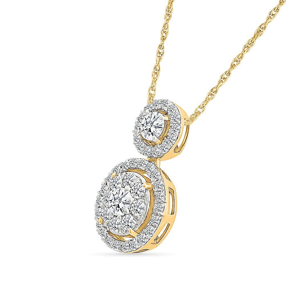 Vintage Double Circle Of Diamond Pendant