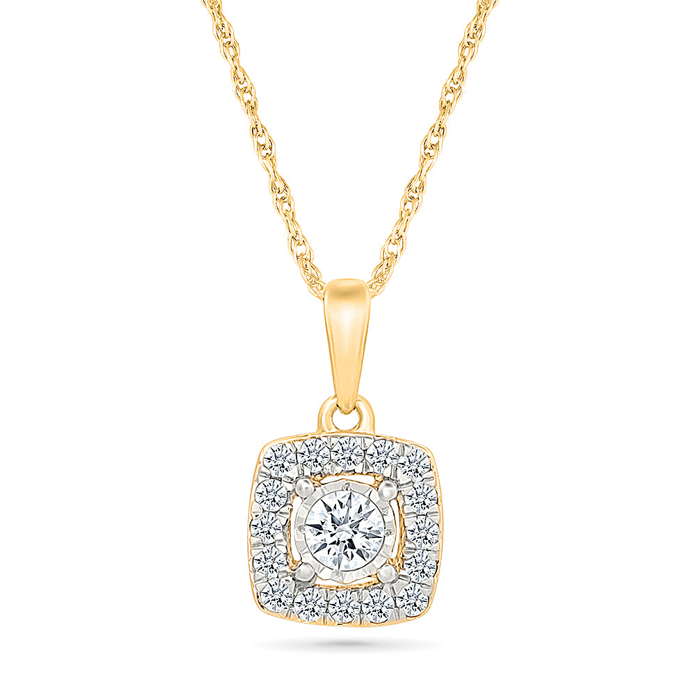 Squarish Gold & Diamond Pendant