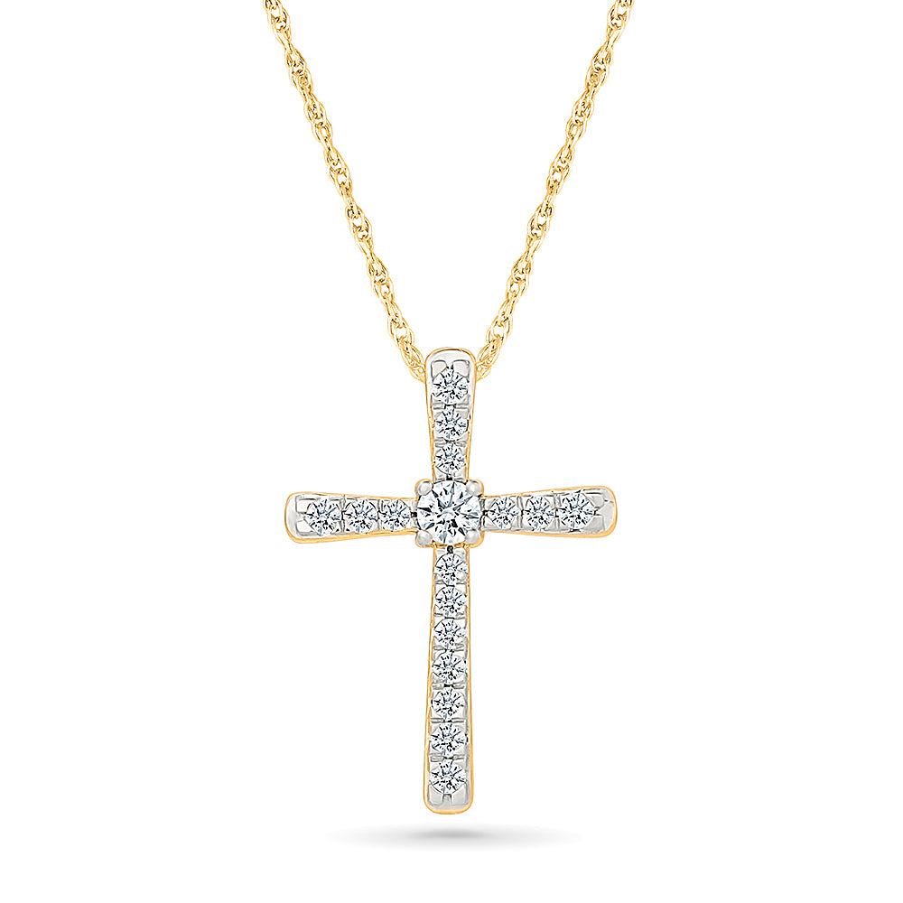 Criss- Cross Gold & Diamond Pendant