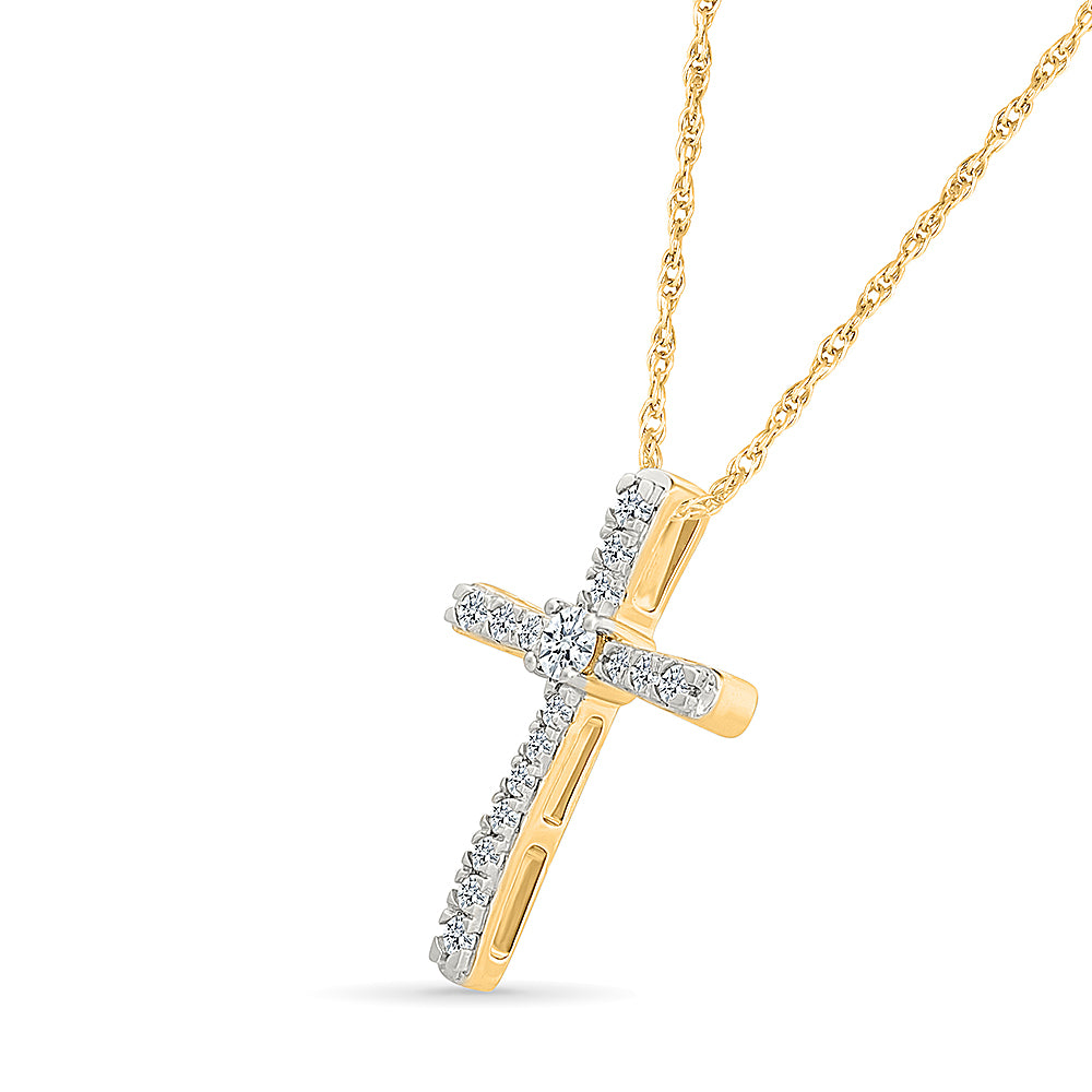 Criss- Cross Gold & Diamond Pendant