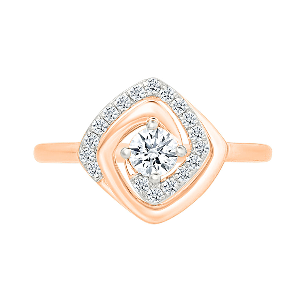 Chic Square Shape Gold & Diamond Rings