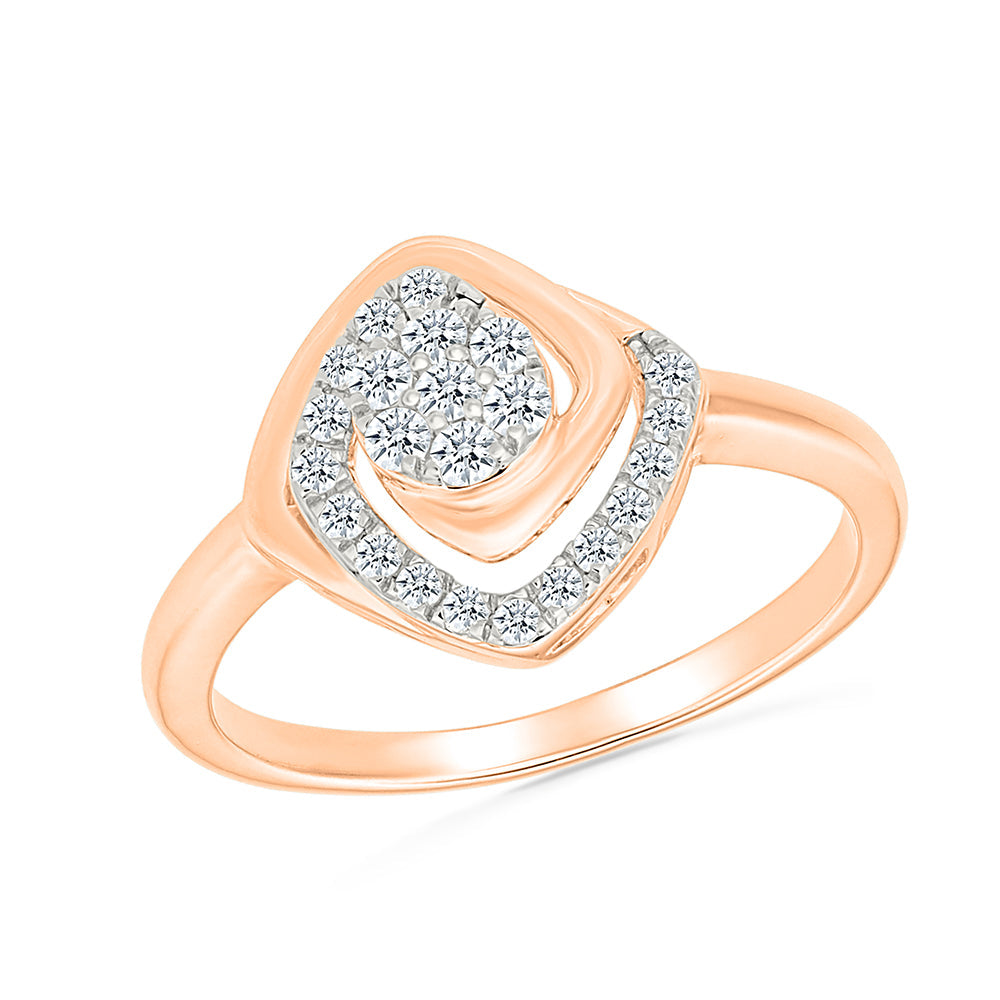 Dainty Square Shape Gold & Diamond Ring