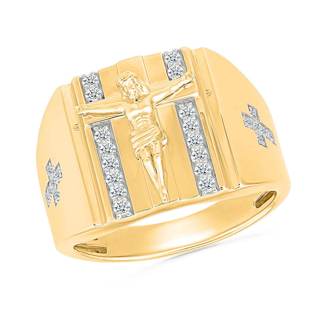 Crucifix Gold & Diamond Ring