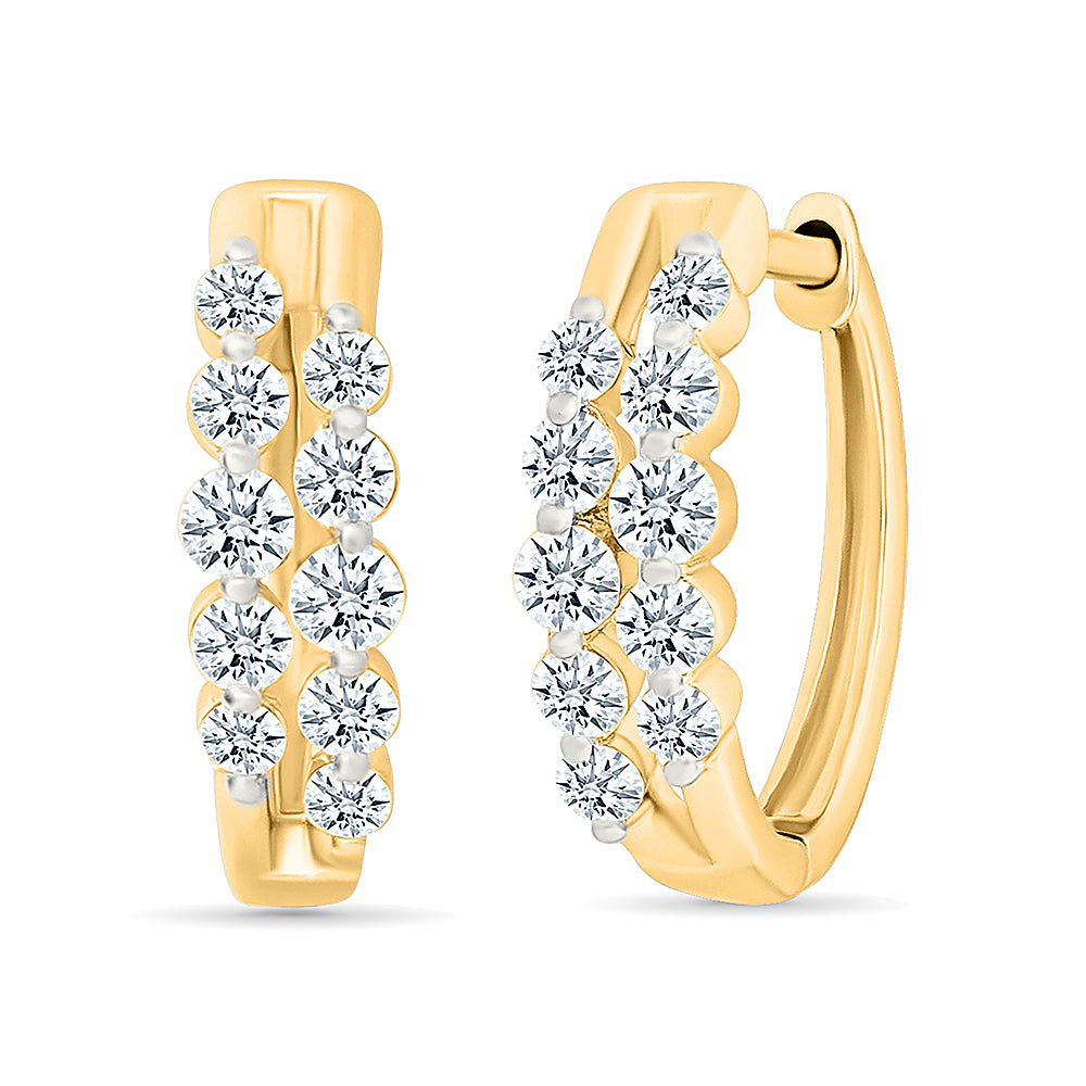 Double Row Diamond Hoop Earrings