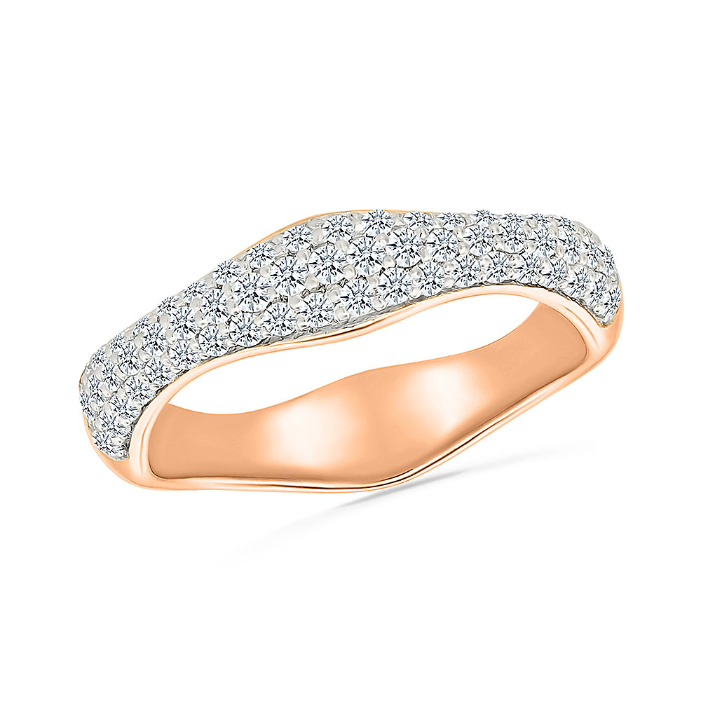 Curved Gold &  Diamond Band Ring