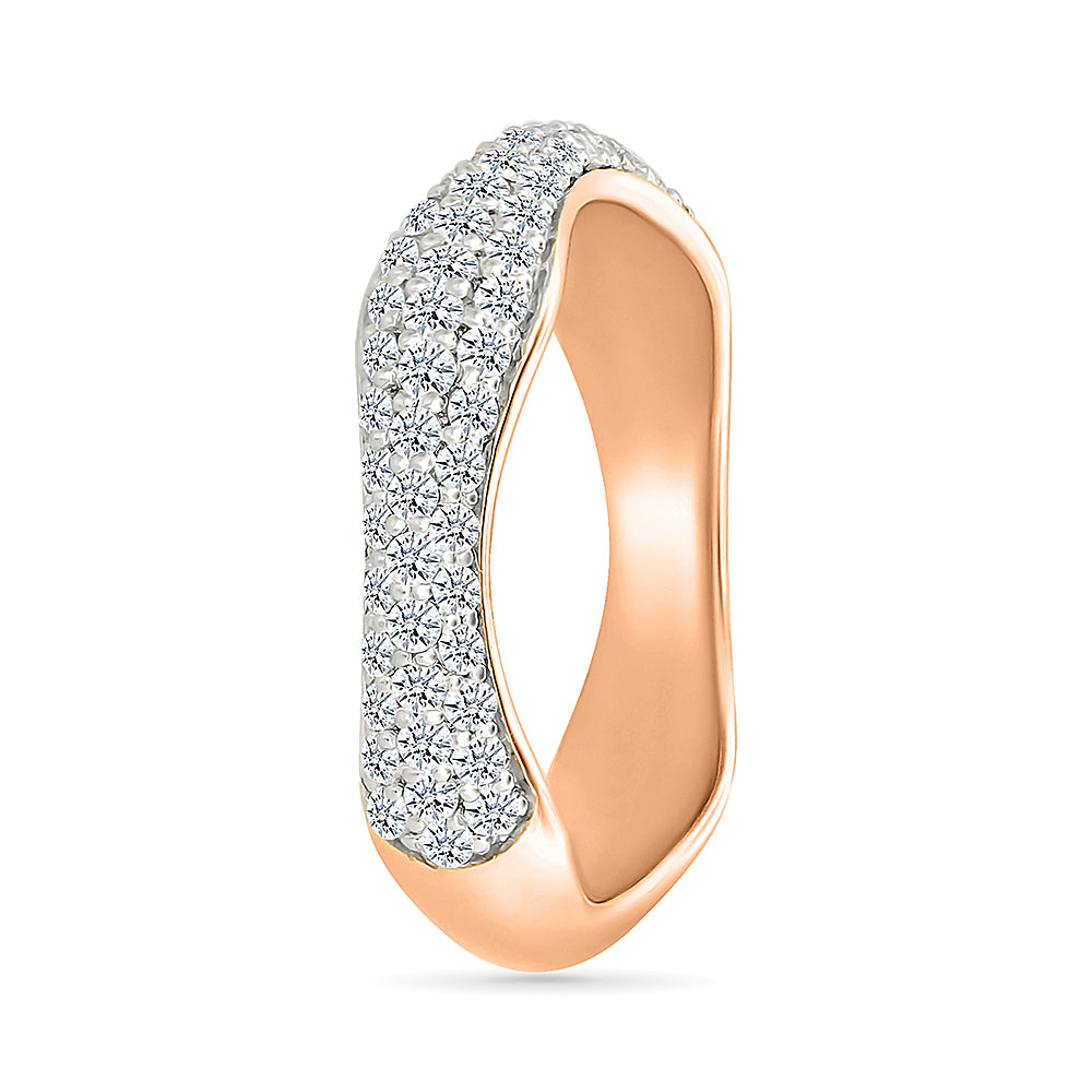 Curved Gold &  Diamond Band Ring