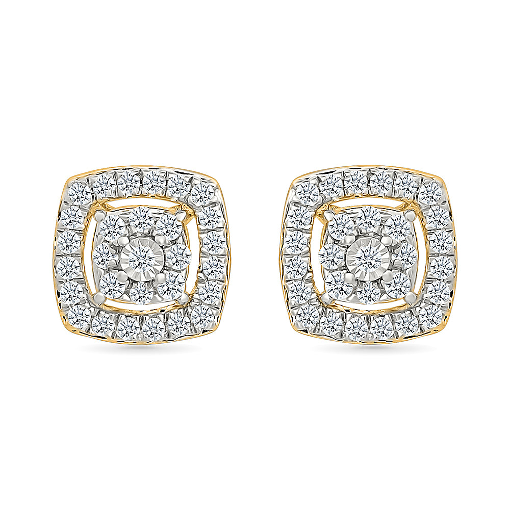 Square Cluster Diamond Stud Earrings