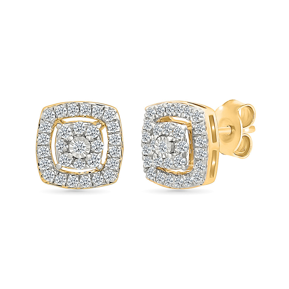 Square Cluster Diamond Stud Earrings