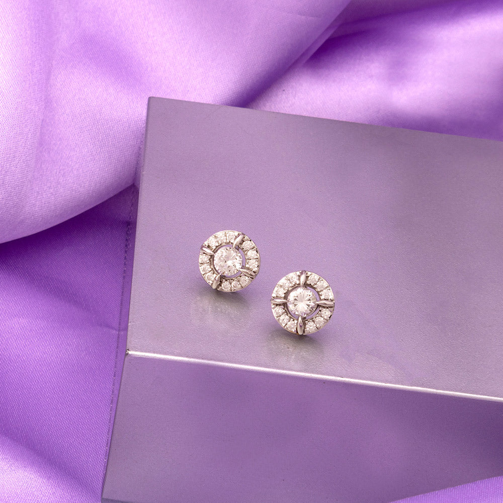 Round Halo Diamond Stud Earrings