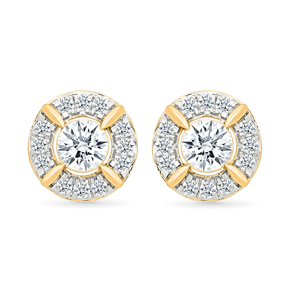 Round Halo Diamond Stud Earrings