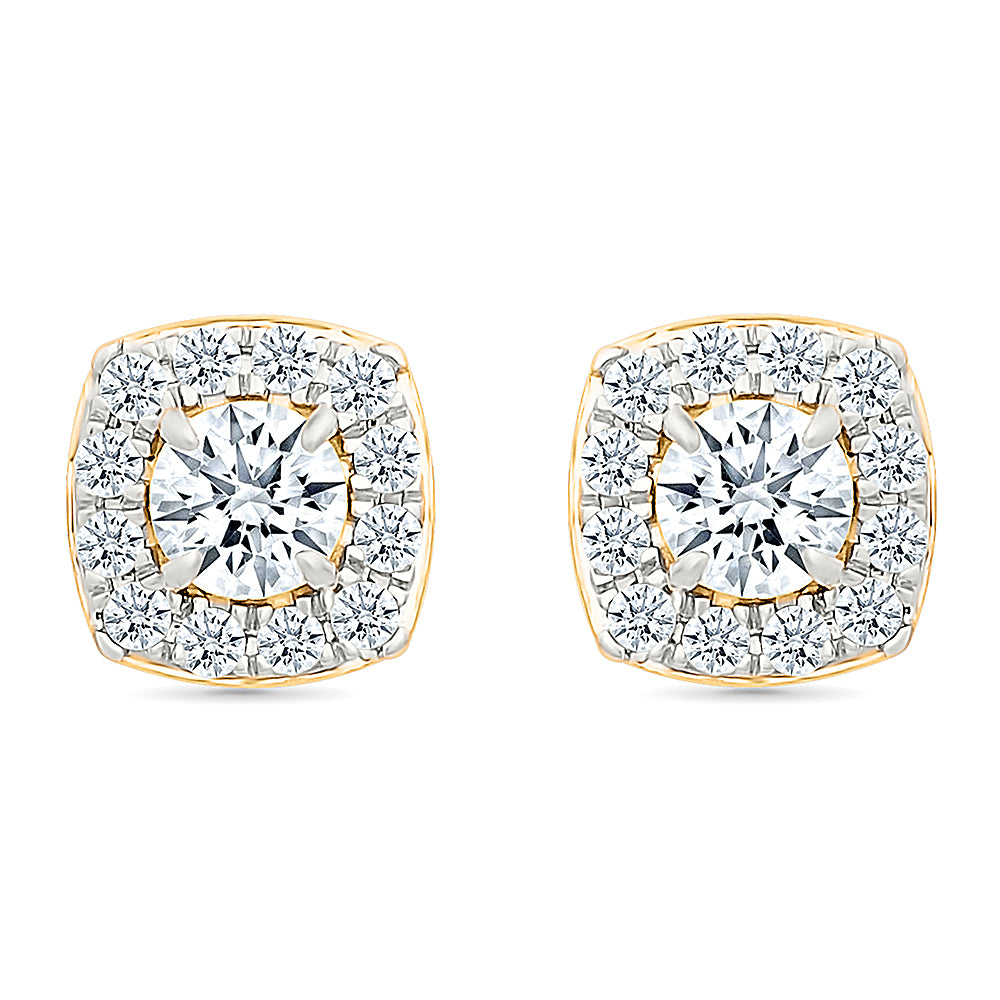 Square Halo Diamond Earrings