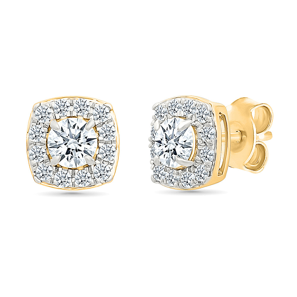 Square Halo Diamond Earrings