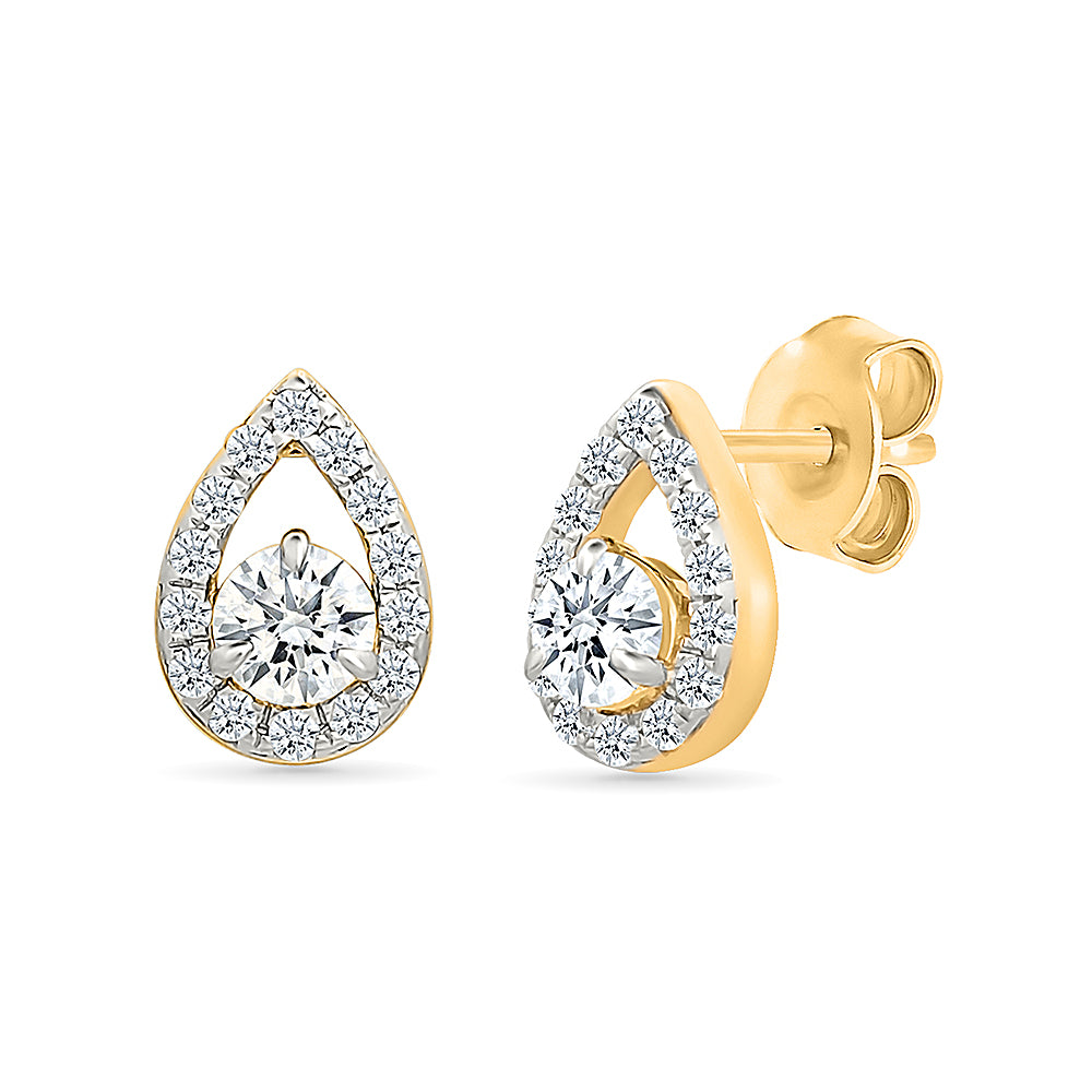 Halo Pear Diamond Earrings