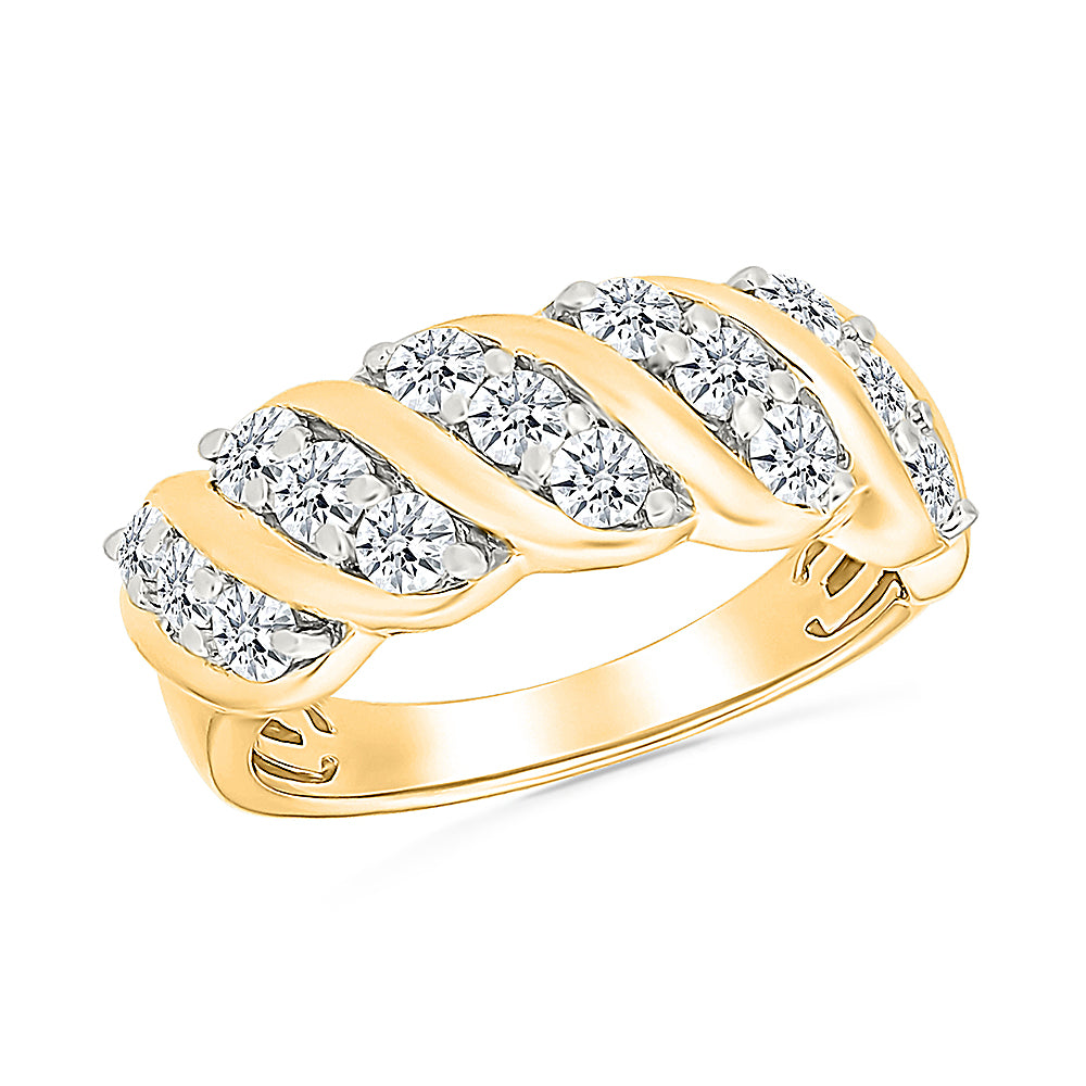 Twirled  Gold & Diamond Diamond Ring