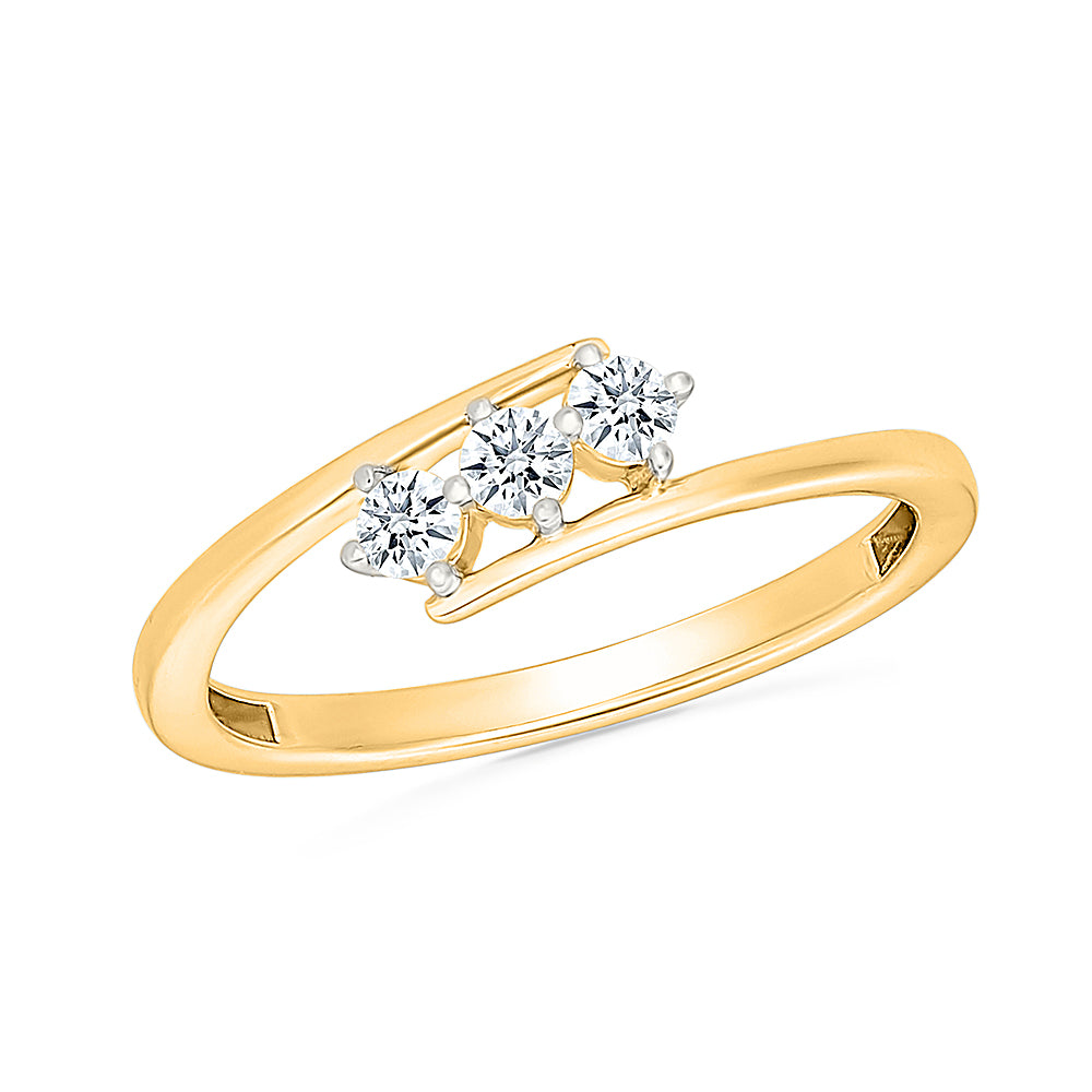 Linear Three-Stone Ring