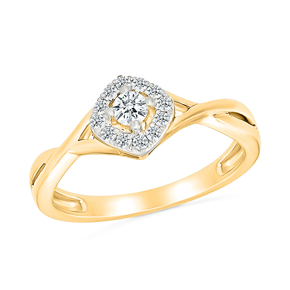 Twisted Shimmering Gold & Diamond Ring