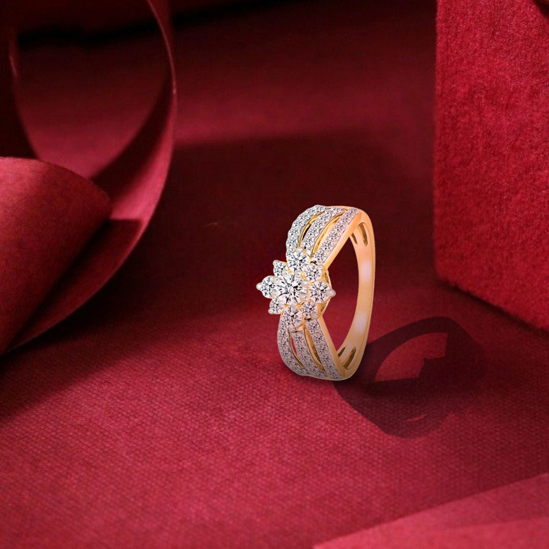 Fragrance Floral Gold & Diamond Ring